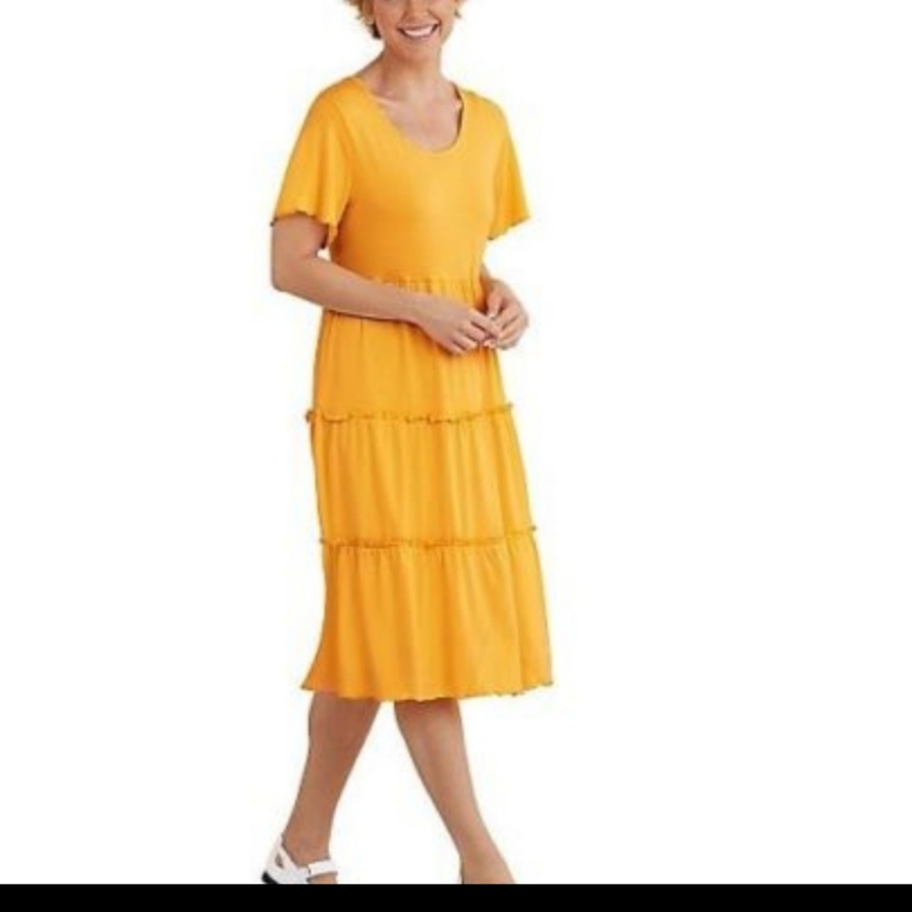 Sarah Morgan Tiered bright yellow dress